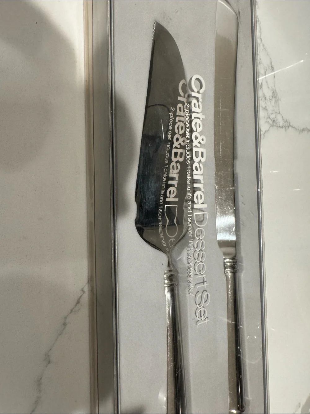 Crate&Barrel by Lenox Stainless Steel Dessert Knife and Server Set